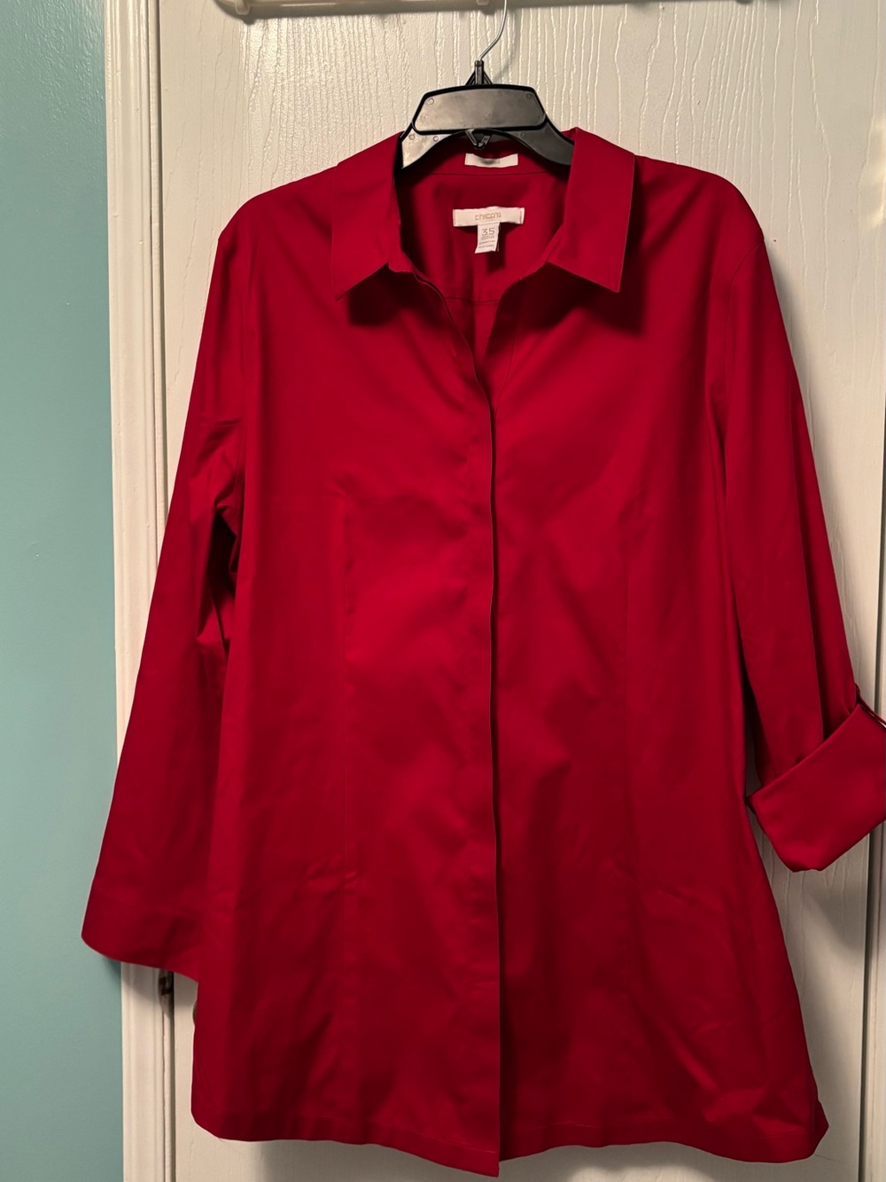 Chico's Bright Red Button-Down Collared Shirt